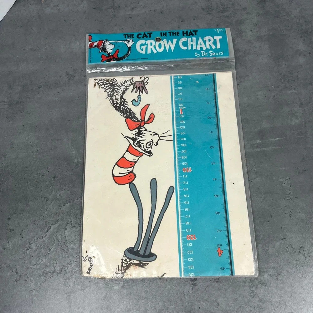 The Cat in‎ the Hat Grow Chart by Dr Seuss Vintage Random House 1977
